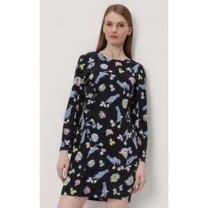Bimba Y Lola Black Long Sleeve Womens Size Small Abstract Floral Designer Dress